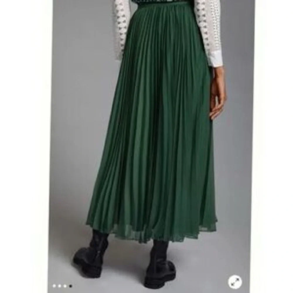 ANTHROPOLOGIE PANKAJ & NADHI pleated maxi skirt green - Picture 4 of 8